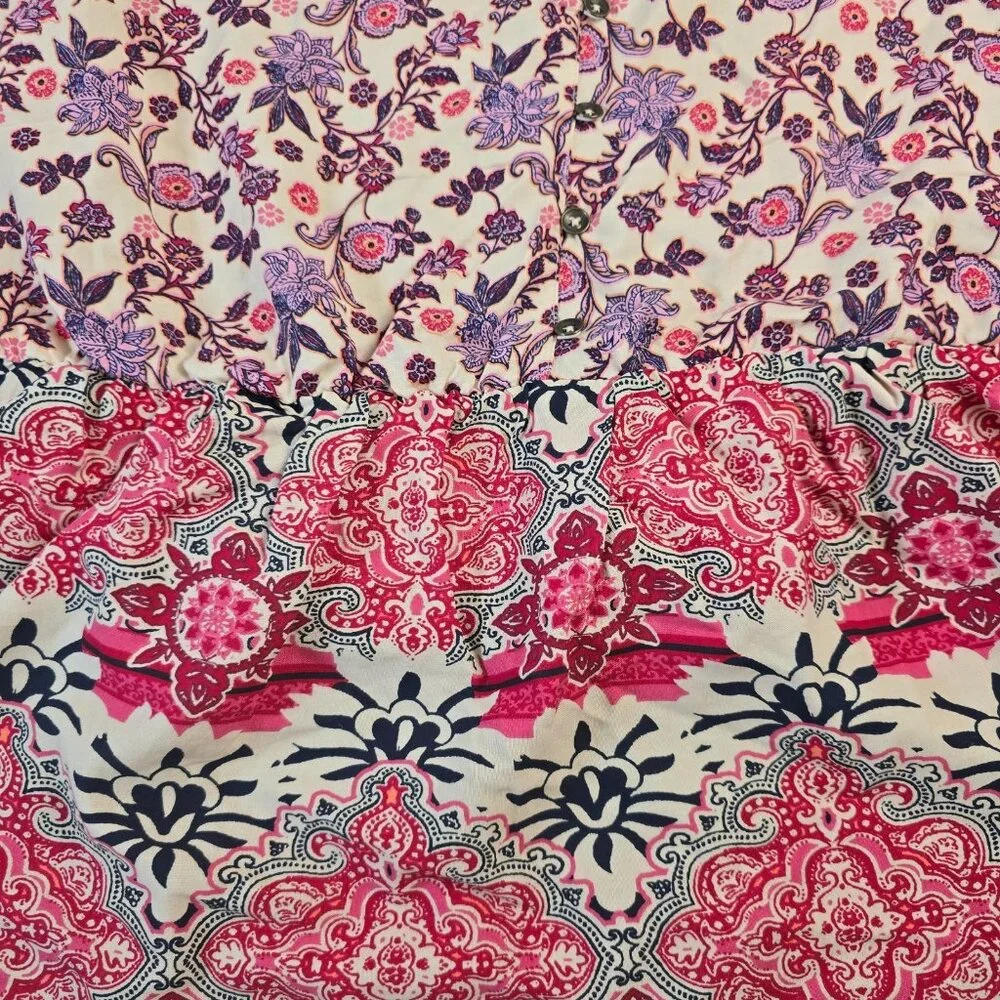 Maurices Sleeveless Blouse Womens Large Pink Purple Boho Top Summer Peplum - Picture 2 of 13